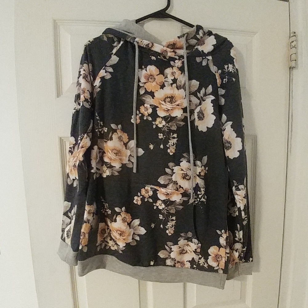 Floral Gray Hoodie